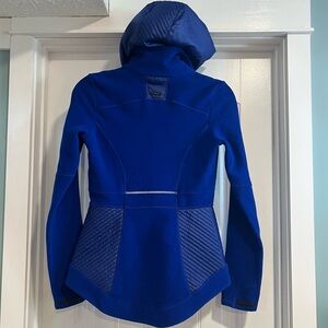 Athleta‎ Royal Blue Double Zip Hooded Fleece Jacket. Size XXS.